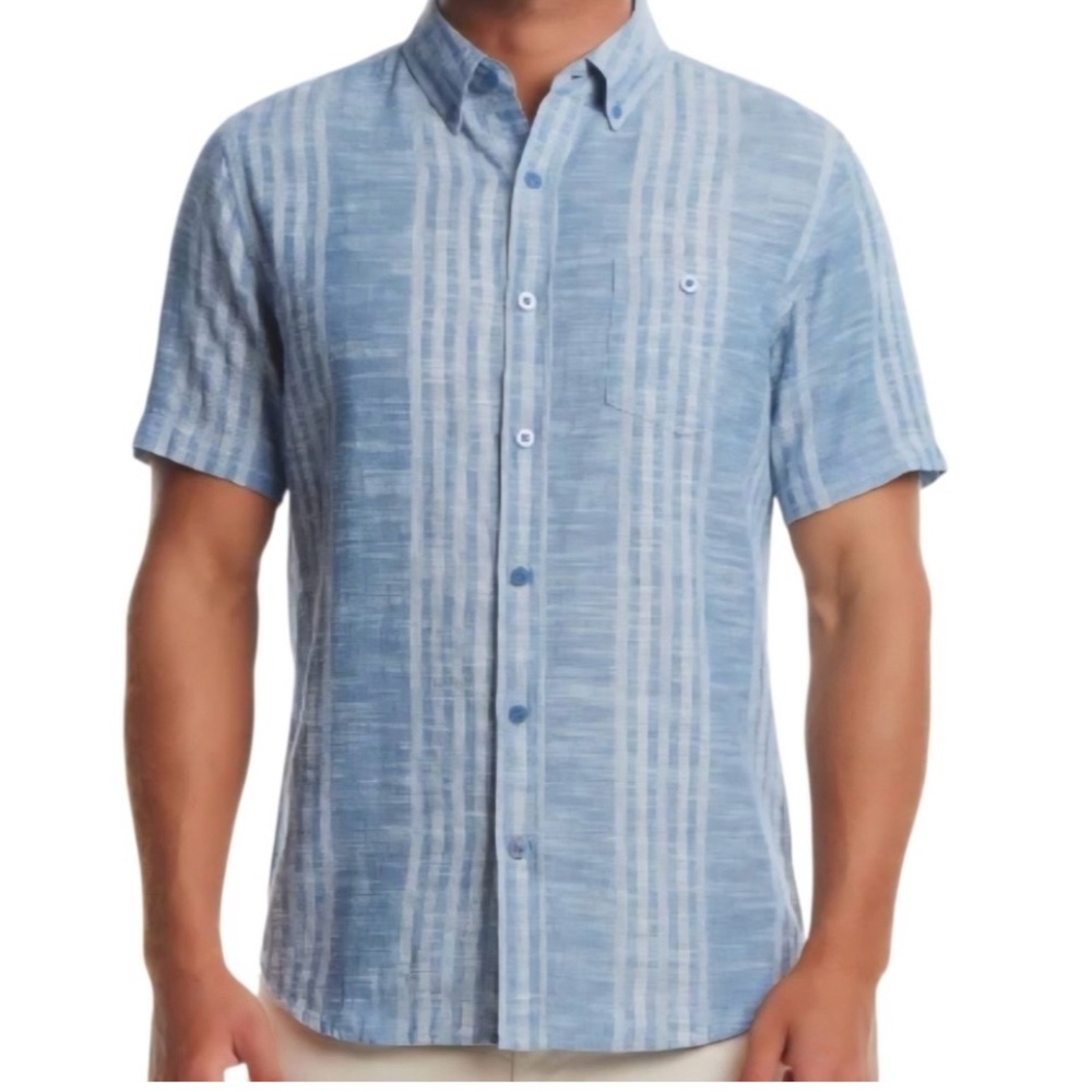 Weatherproof Vintage Men's Casual Linen/Cotton Short Sleeve Woven Shirt Size M